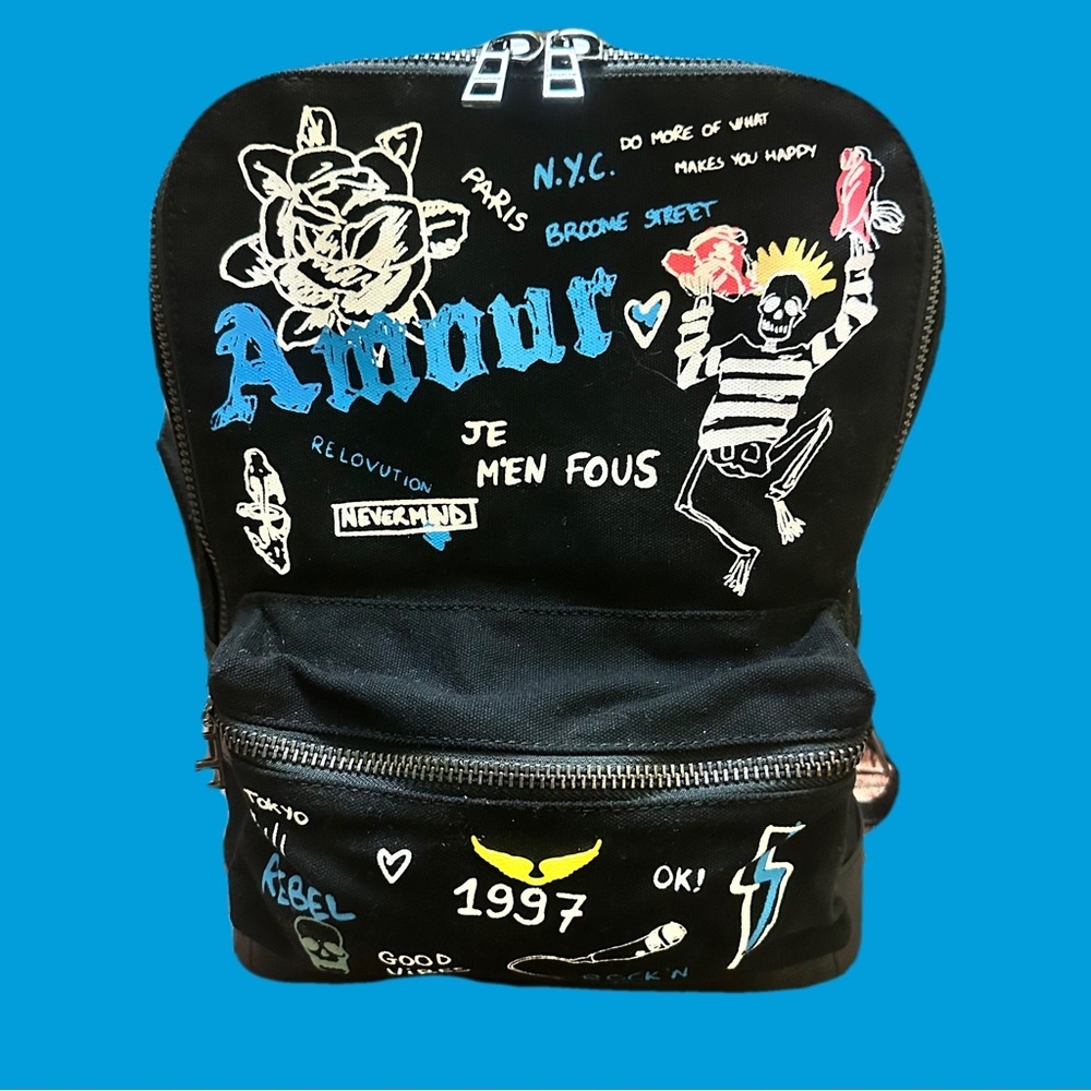 ZADIG & VOLTAIRE Black Graphic Men's Backpack RARE